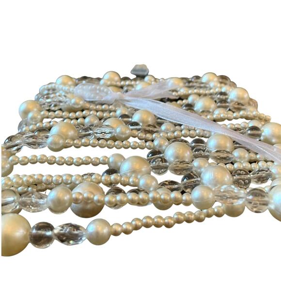 Rachel Zoe Garland Faux Pearl Iridescent Beads 20ft Christmas Tree Wreath Mantel - Picture 4 of 9